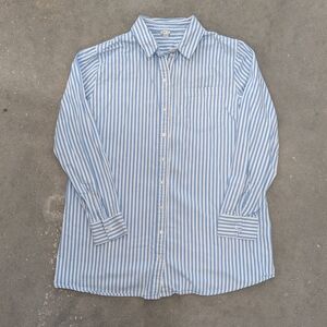 Aerie Blue and White Striped Oversized Button-Down Shirt